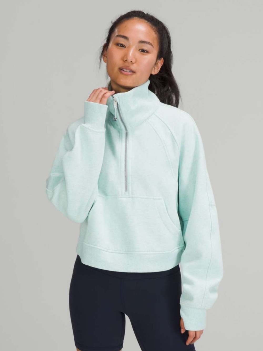 LULULEMON Scuba Funnel Neck Sweatshirt - Heathered Delicate Mint